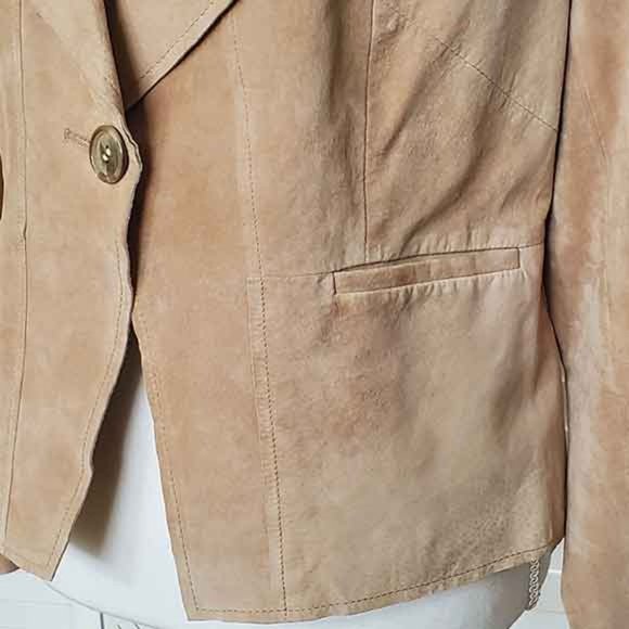 Ann Klein Tan Suede, One Button Blazer-sizeLP-preowned - Picture 7 of 10